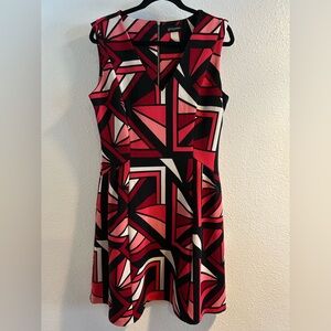 Grayson Geometric Pink and Black Mini Dress Size 14